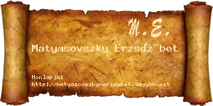Matyasovszky Erzsébet névjegykártya